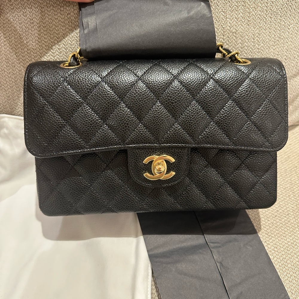 Brand new with box Chanel Classic Double Flap Black Caviar Timeless Bag 2023